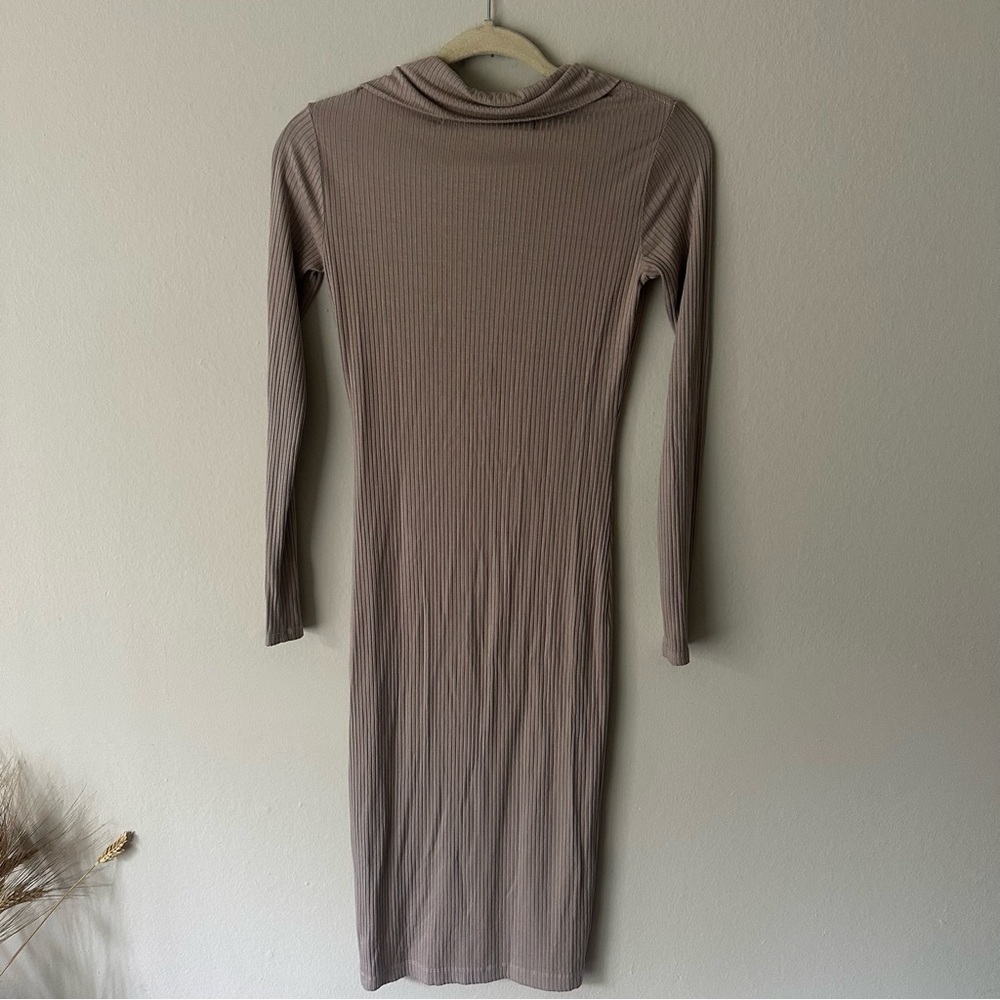 Enza Costa Rib Knee-Length Polo Dress in Oatmeal - Picture 7 of 8